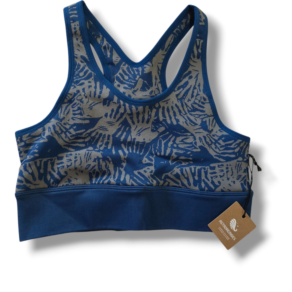 Astro Remiges Women’s High Impact Racerback Sports Bra – Asteroid Blue, Medium
