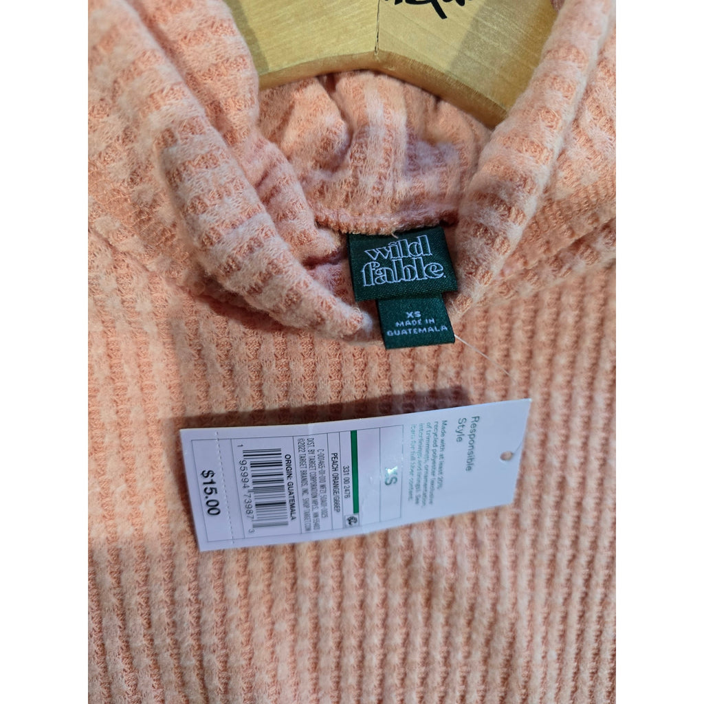 Wild Fable Women’s Peach Orange Waffle Knit Turtleneck Pullover – XS