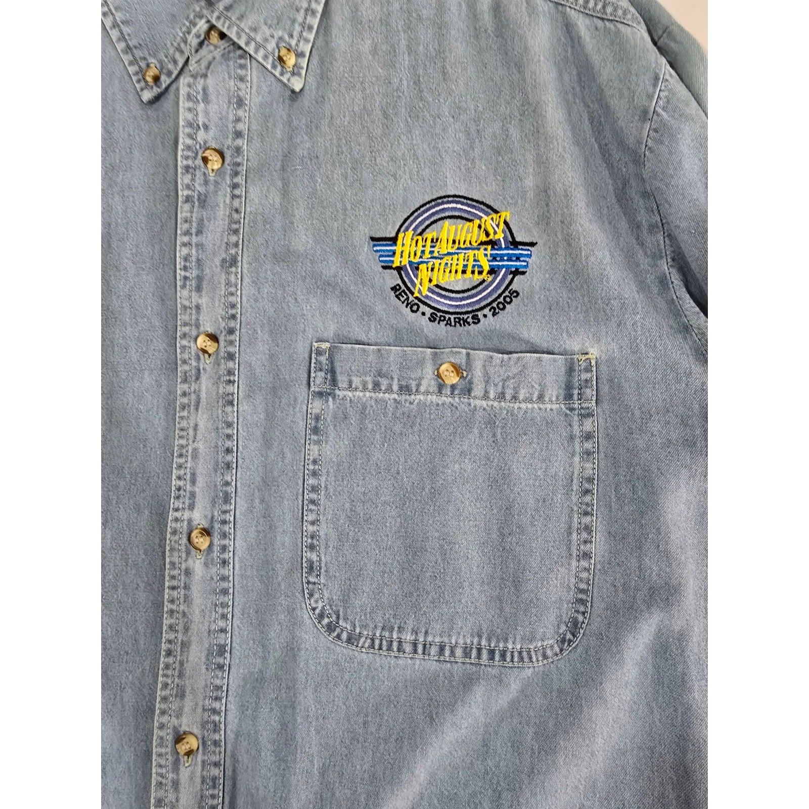 Vintage 2005 Hot August Nights Button Down Shirt Men’s Reno Nevada Embroidered