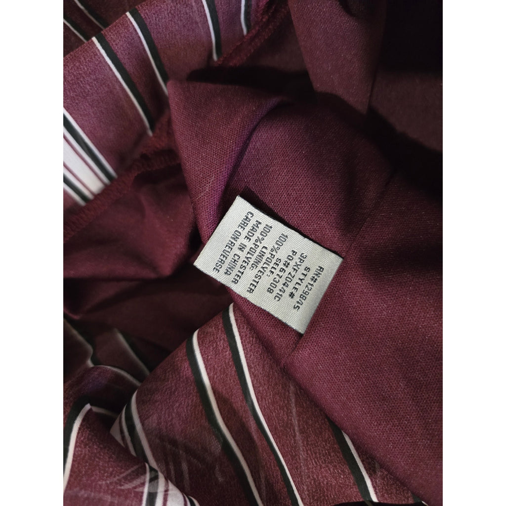 Bailey Blue Women’s Burgundy Striped Chiffon faux Wrap Maxi Dress – Size Medium