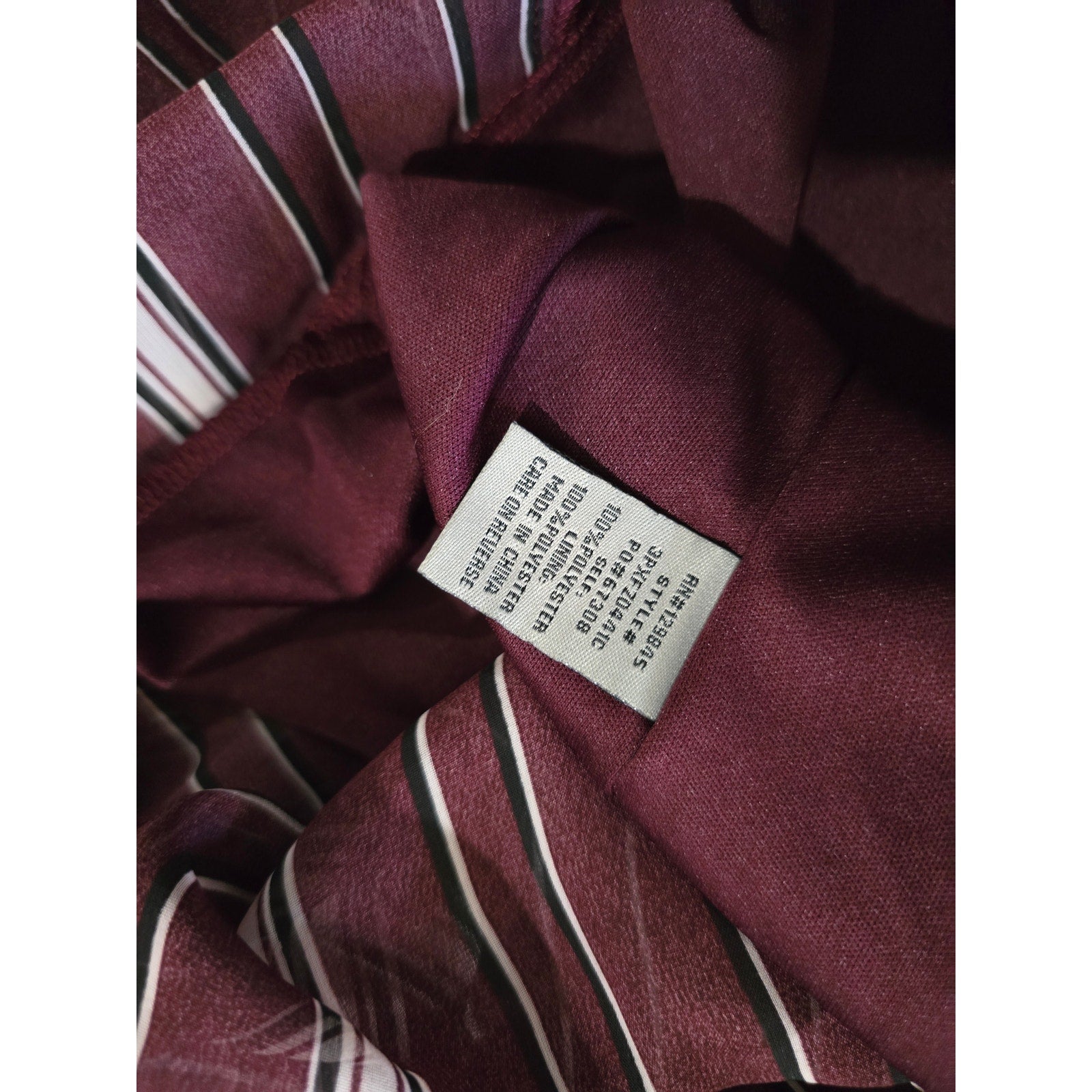 Bailey Blue Women’s Burgundy Striped Chiffon faux Wrap Maxi Dress – Size Medium