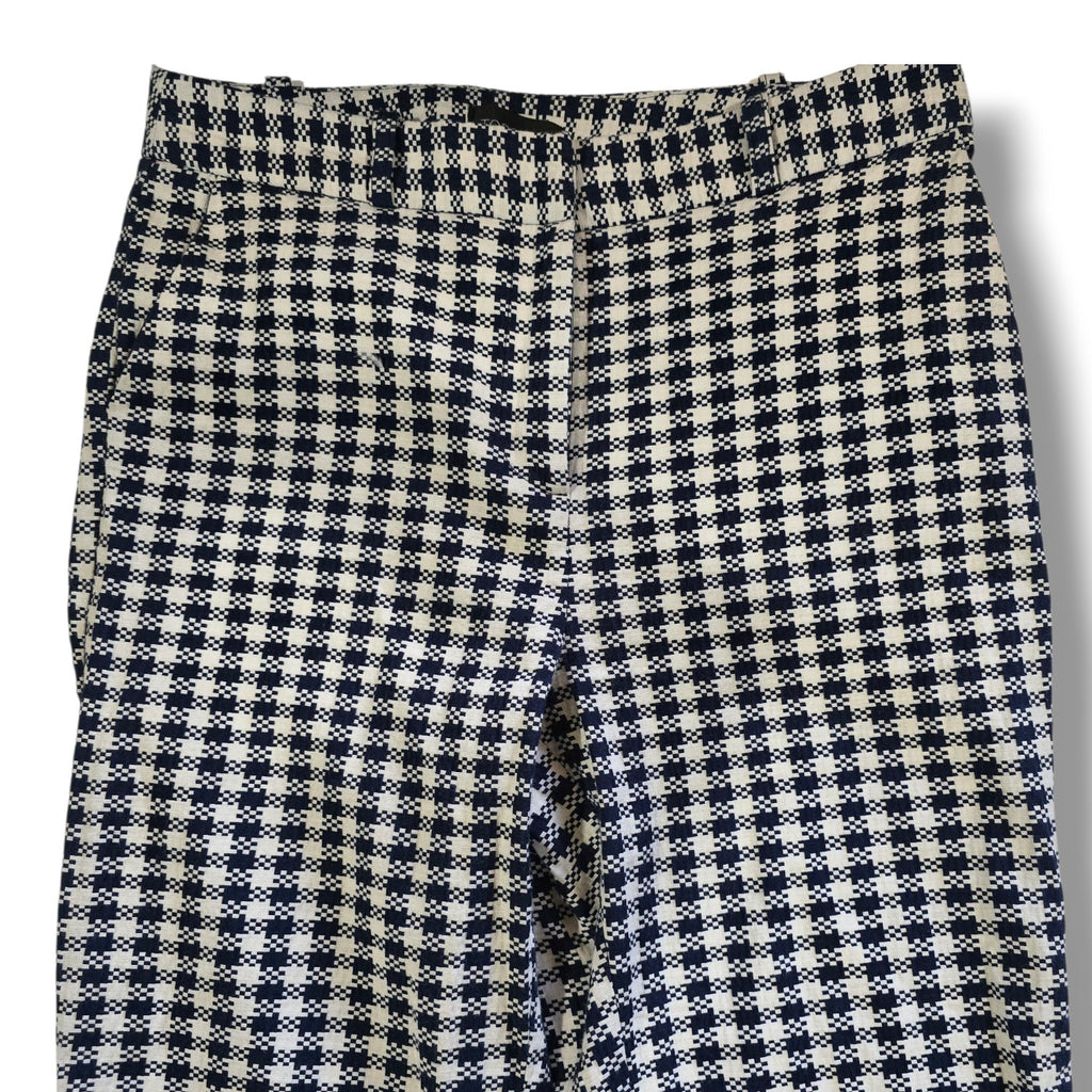 Topshop Women’s Blue White Houndstooth Cropped Pants Size 6