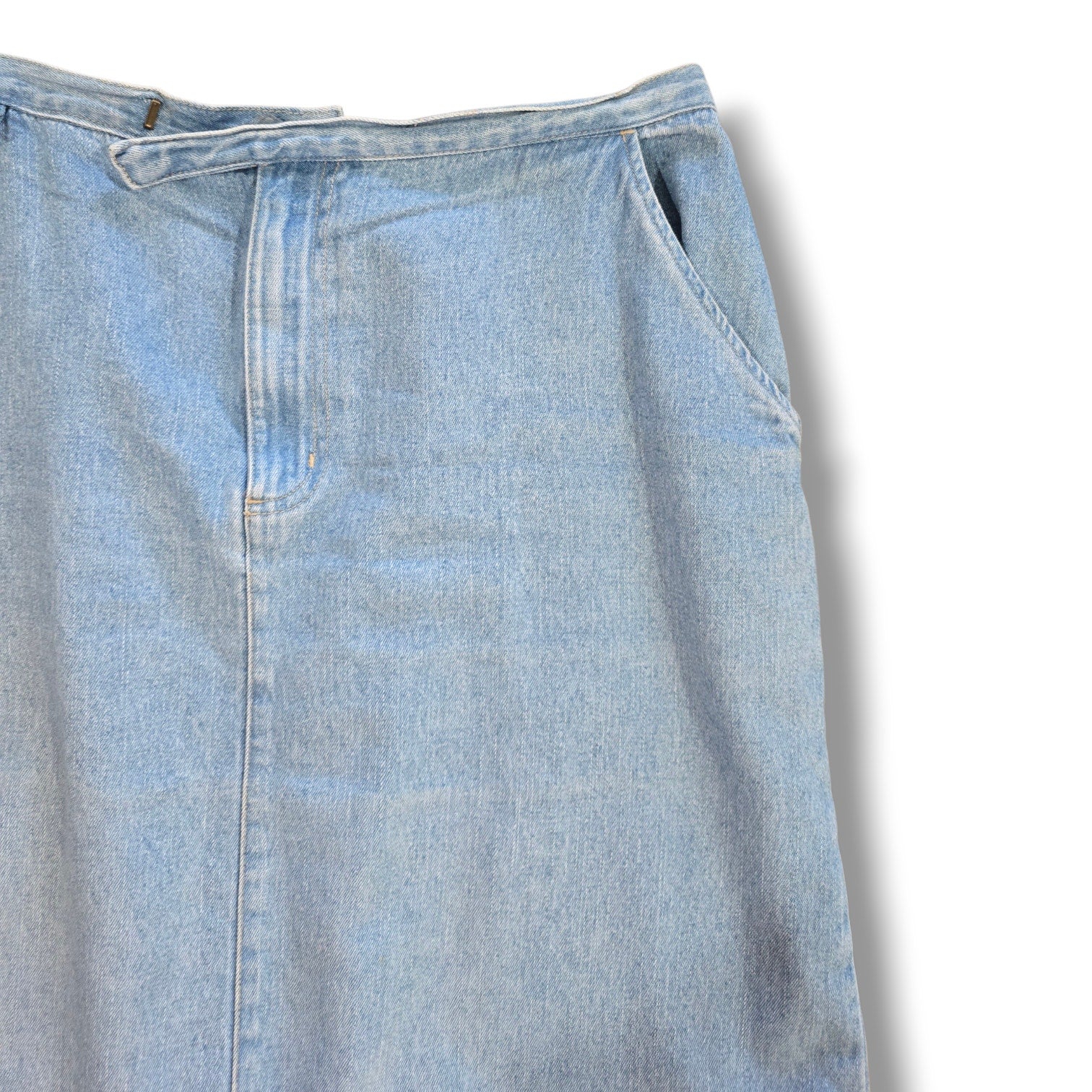 Vintage Blassport Petite High Waisted Denim Jean Midi Skirt 14P