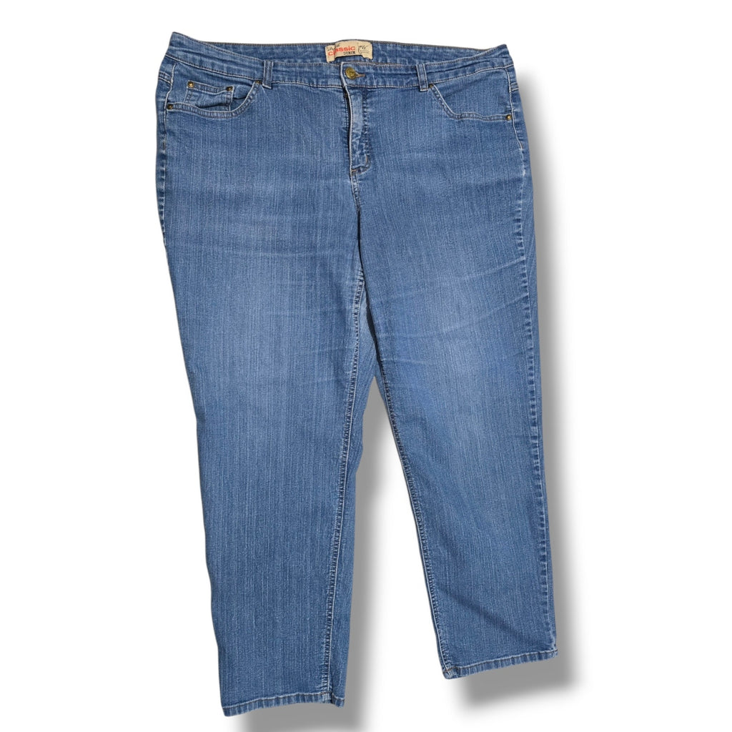 Just My Size JMS Women's 22W Stretch Classic Denim Medium Wash Straight Jeans