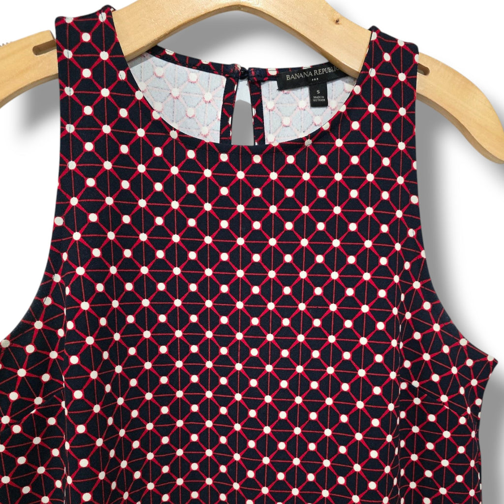 Banana Republic Women’s Burgundy Geometric Sleeveless Shift Dress – Size Small