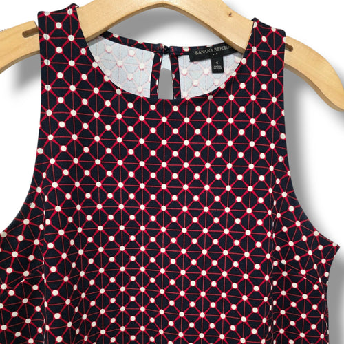 Banana Republic Women’s Burgundy Geometric Sleeveless Shift Dress – Size Small