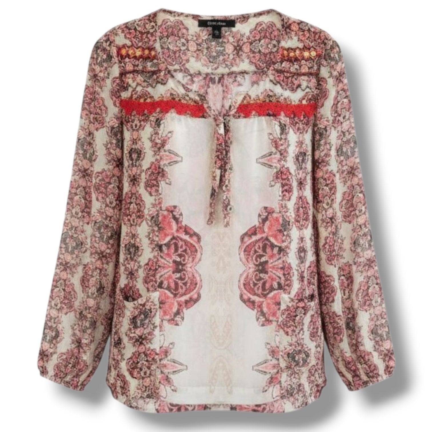 Style & Co Women’s Floral Semi-Sheer Button Front Blouse - Small