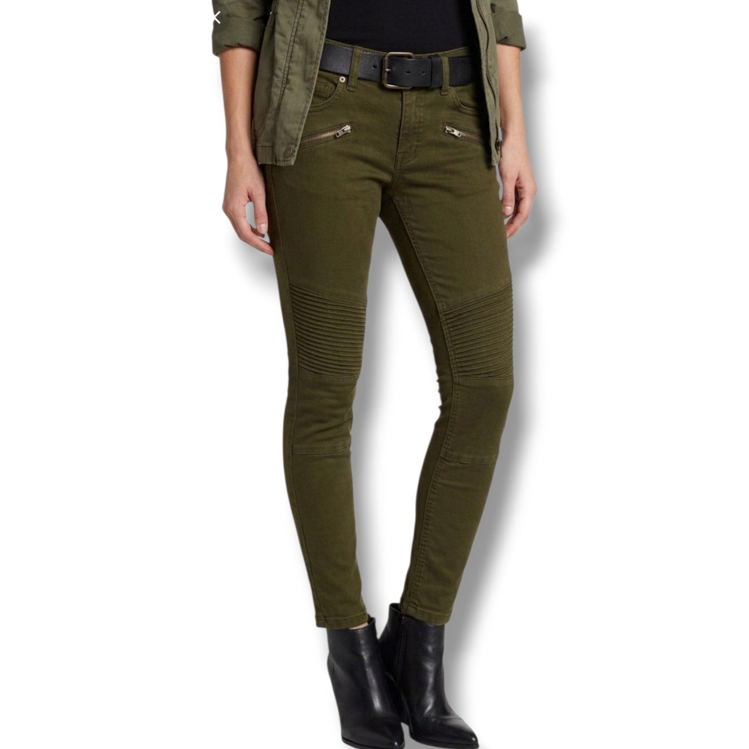Tinsel women's military green Brian Moto Detail skinny fit pants - size 25