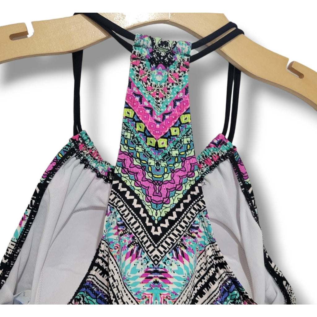 Clean Water Women’s Multicolor Mixed Print Tankini Swim Top Small Built-In Bra