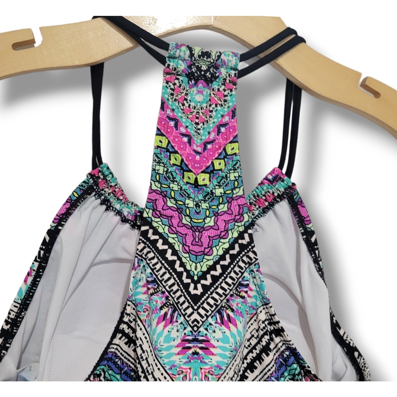 Clean Water Women’s Multicolor Mixed Print Tankini Swim Top Small Built-In Bra