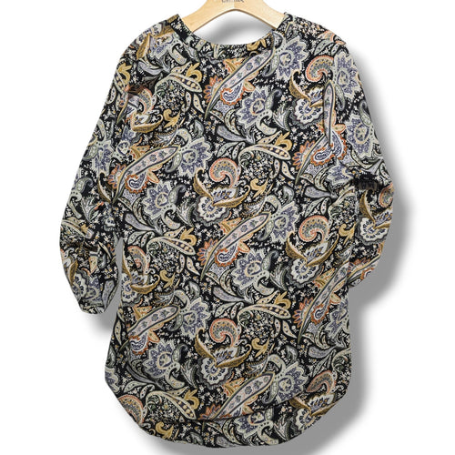 Antilia Femme women's Paisley Split-Neck Roll-Tab Blouse xl