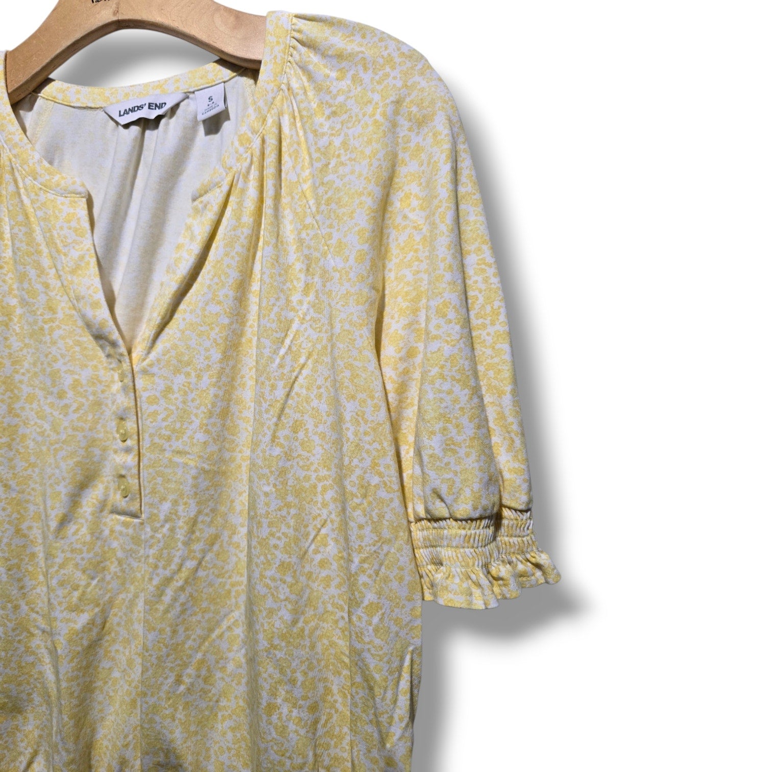 Lands End Women's Elbow Sleeve Lightweight Jersey Gathered Adjustable Hem Blouse