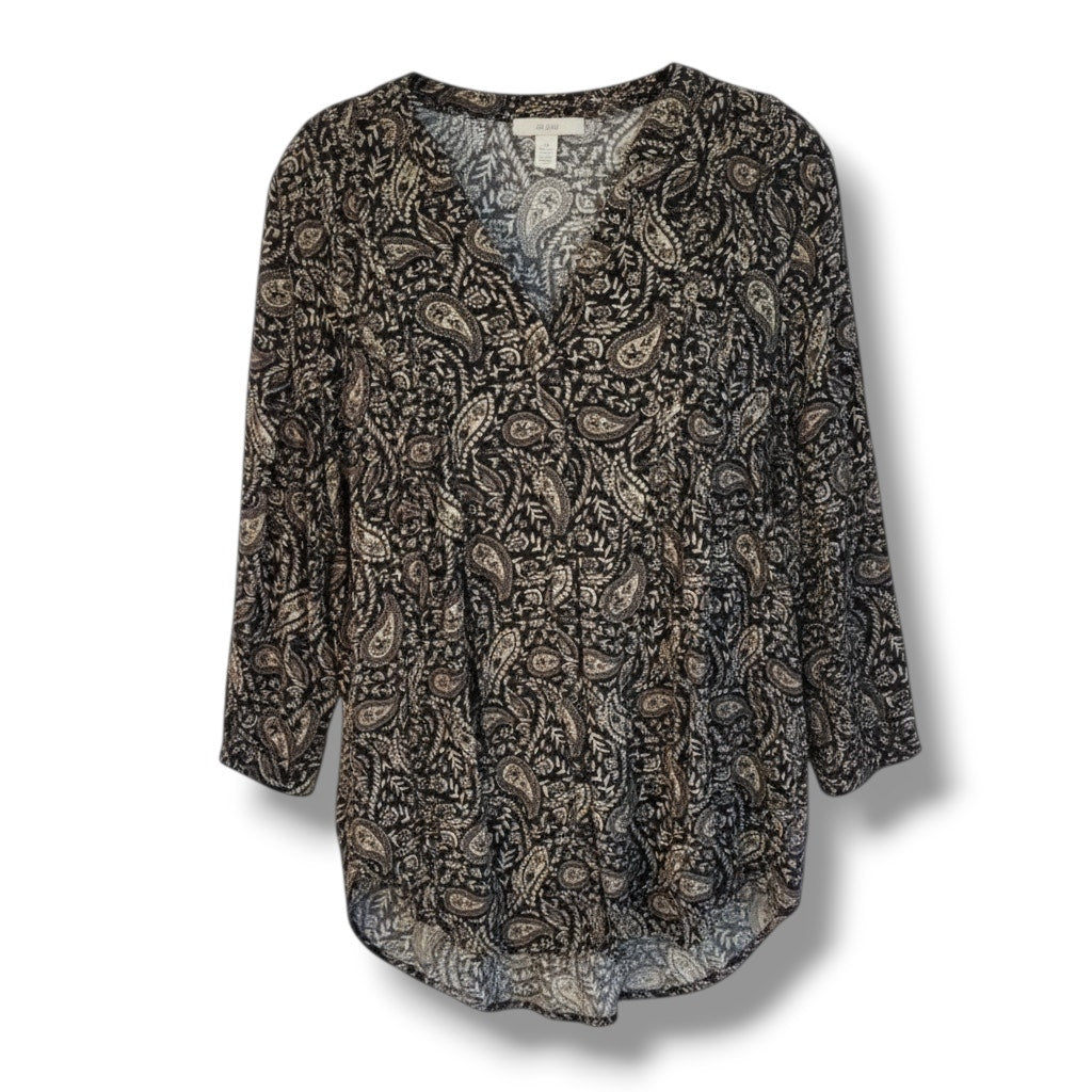 St. John's Bay Women's black paisley button-down Blouse  - medium