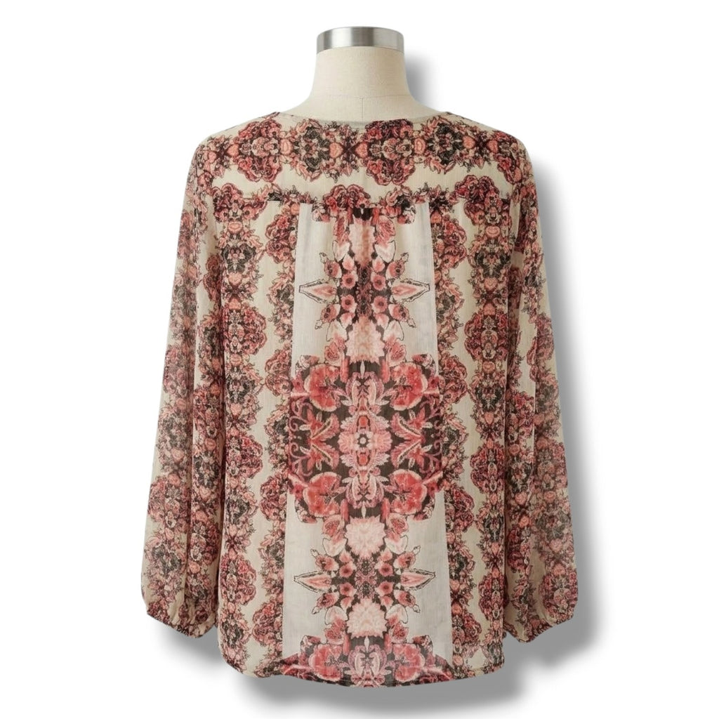 Style & Co Women’s Floral Semi-Sheer Button Front Blouse - Small