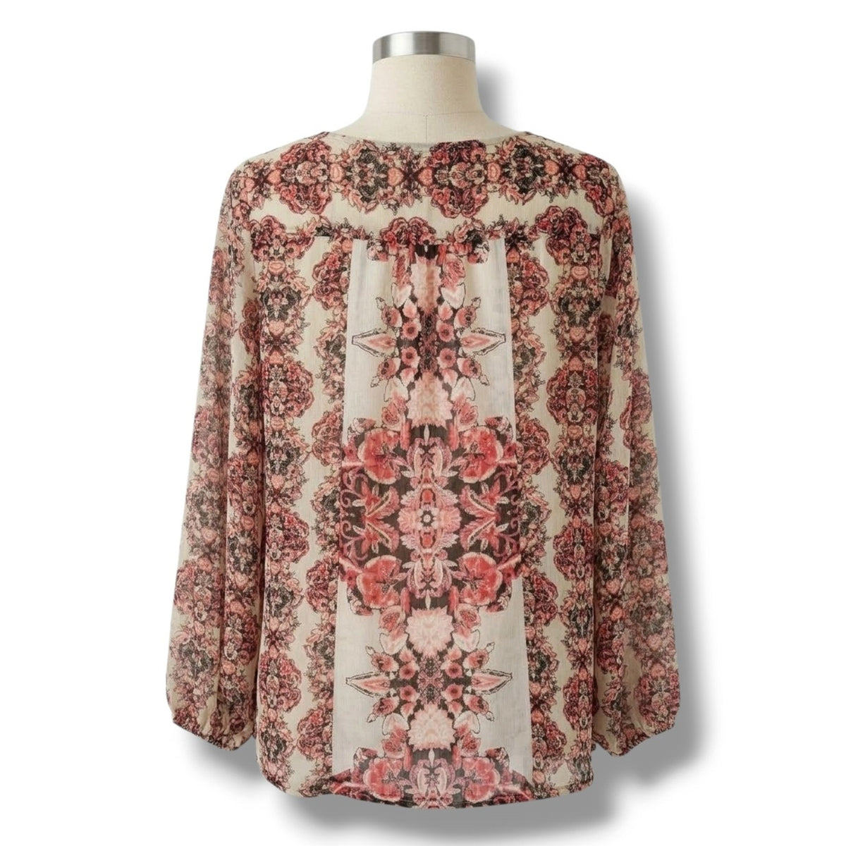 Style & Co Women’s Floral Semi-Sheer Button Front Blouse - Small