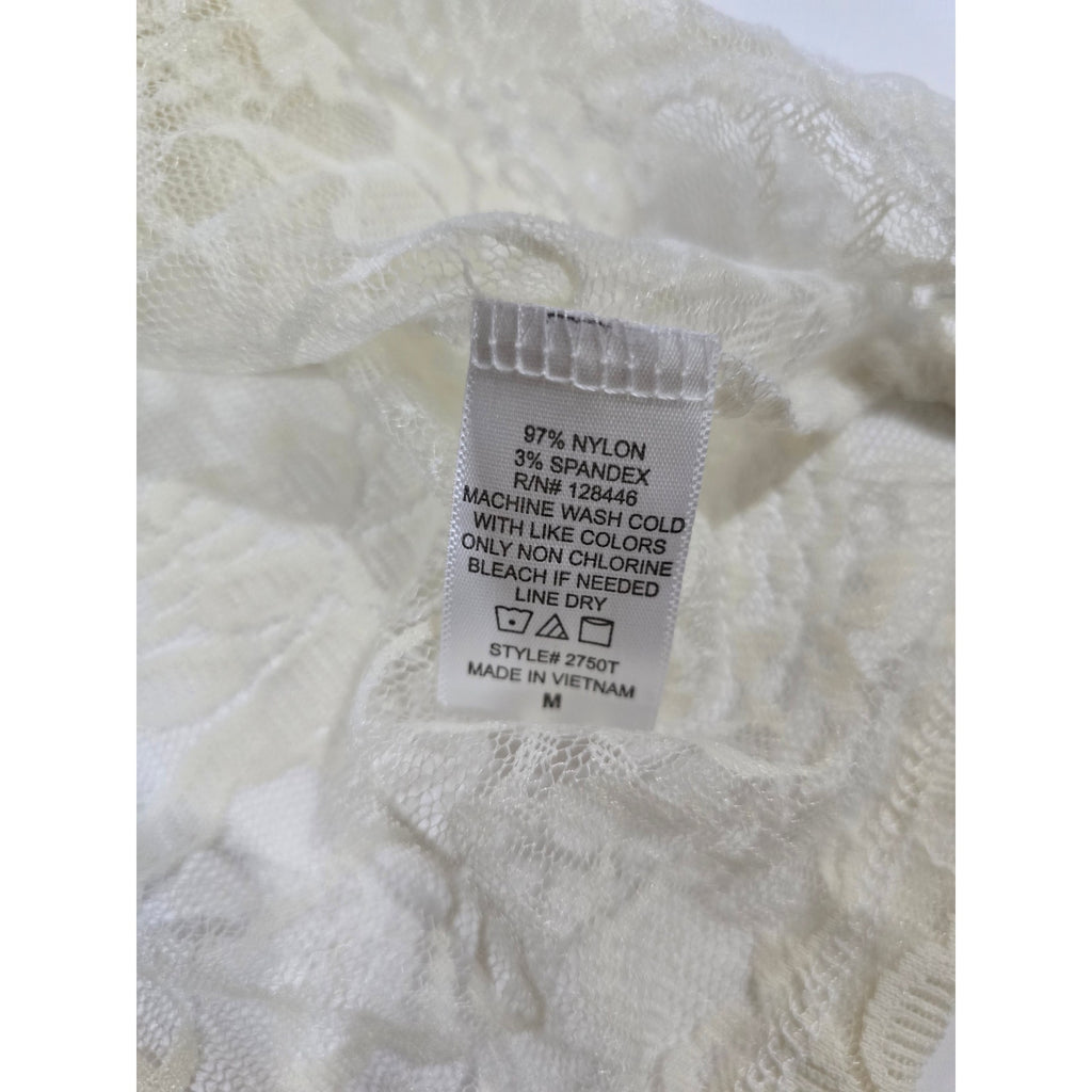 DNA Couture Women’s Off-White Lace Short Sleeve Top Medium