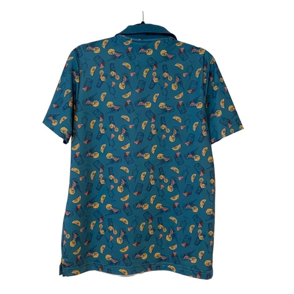 Goodfellow & Co Men’s Green Cocktail Print Standard Fit Polo Shirt – Size Small