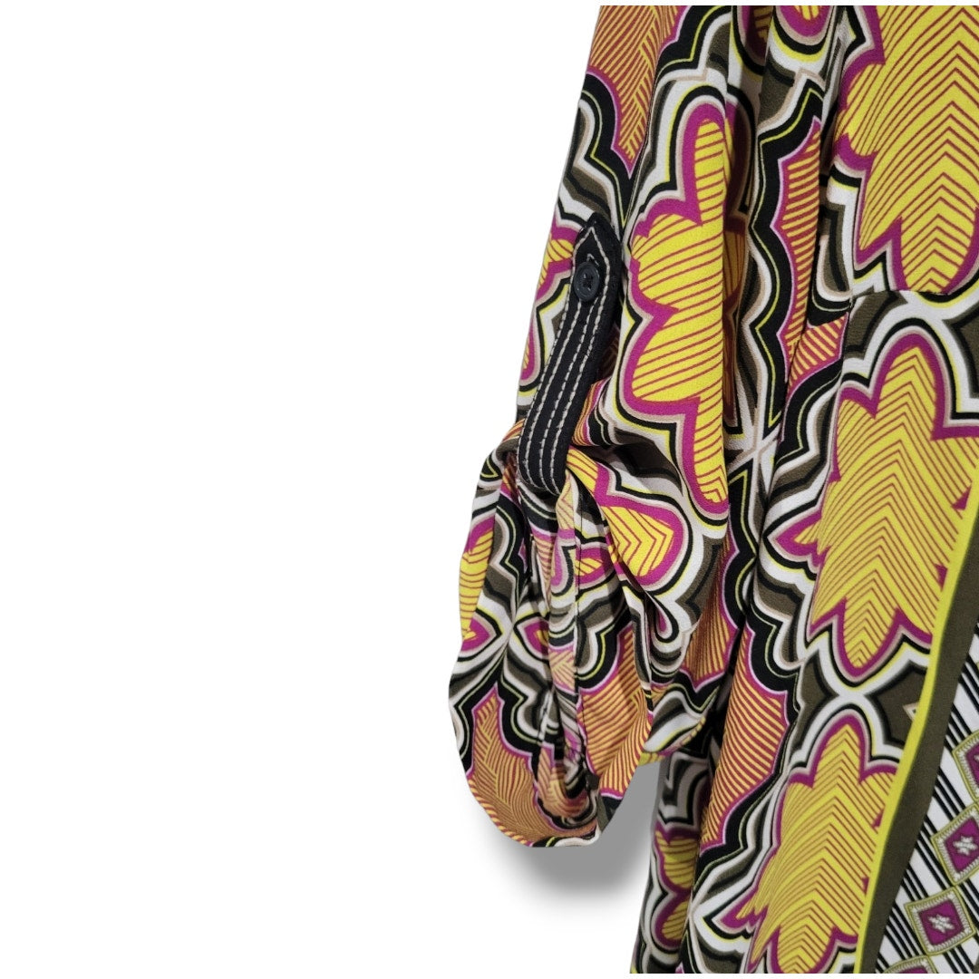 Dana Buchman Women’s Multicolor Batik Print Tunic Blouse Small | Boho Chic