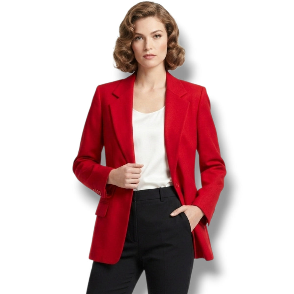 Pendleton Vintage Women's Sz 10 Pure Virgin Wool Red Single Button Blazer Jacket