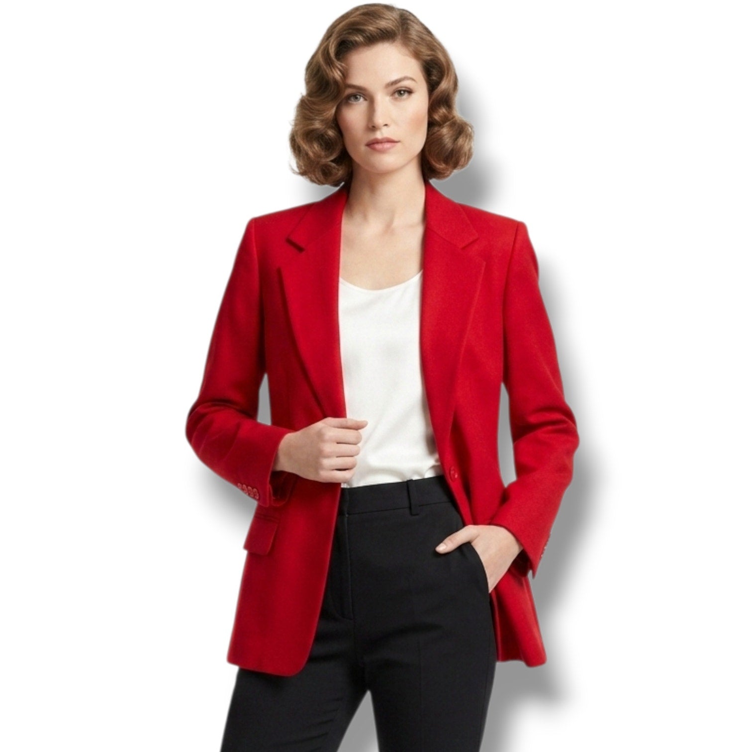 Pendleton Vintage Women's Sz 10 Pure Virgin Wool Red Single Button Blazer Jacket