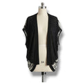 Happening in the Present Women's XS Black White Tribal Print Cocoon Cardigan