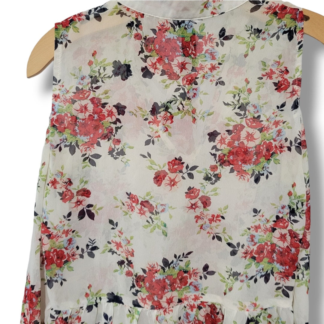 Ban Jara Women’s Floral Cold Shoulder Peplum Blouse – XS, Polyester, Gently Used
