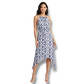Foreign Exchange Blue & White Floral Sharkbite Hem Dress – Size Small