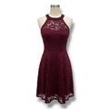 Madonna Material Girl Women’s Burgundy Lace Sleeveless Fit & Flare Dress Medium