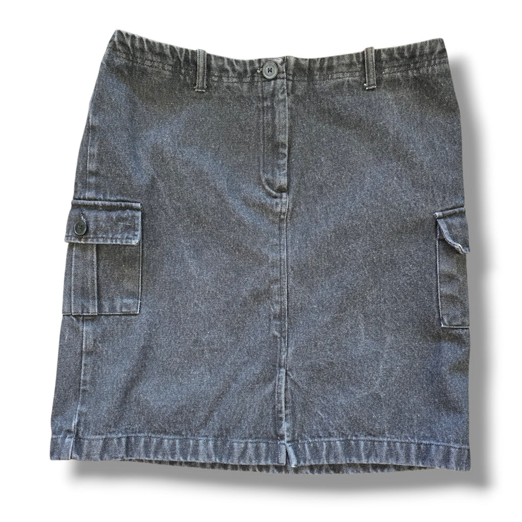Ann Taylor Factory Women’s Black Denim Cargo Mini Skirt Size 12