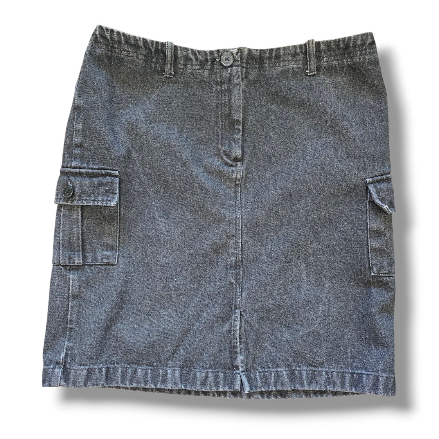 Ann Taylor Factory Women’s Black Denim Cargo Mini Skirt Size 12