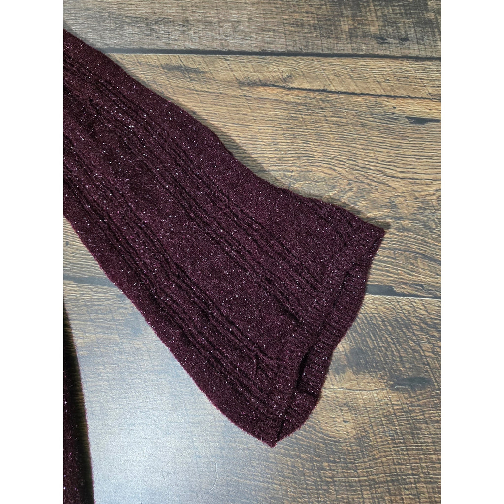 Vintage Emanuel Ungaro Shimmer Eyelash Knit Open Duster Cardigan Burgundy Medium