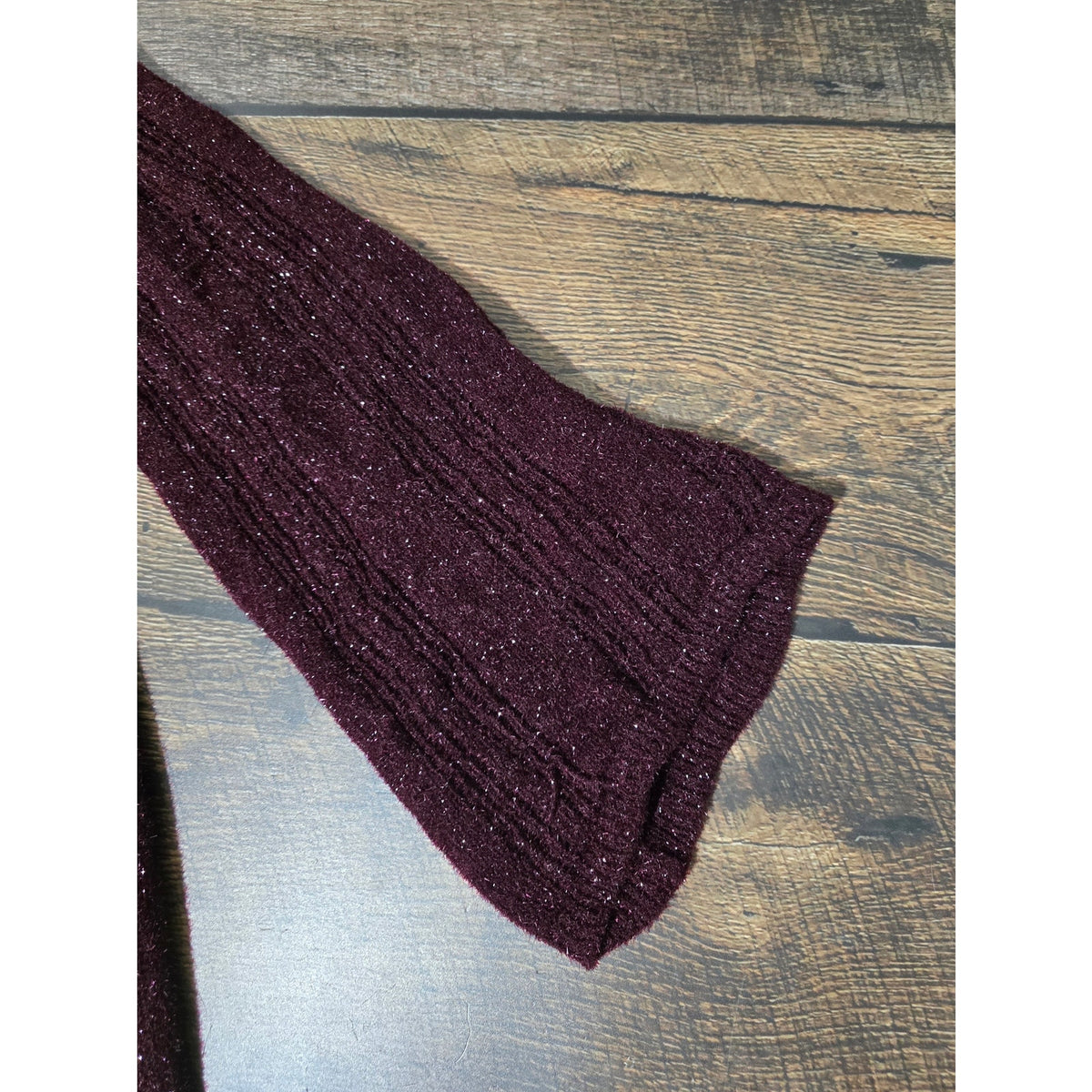 Vintage Emanuel Ungaro Shimmer Eyelash Knit Open Duster Cardigan Burgundy Medium
