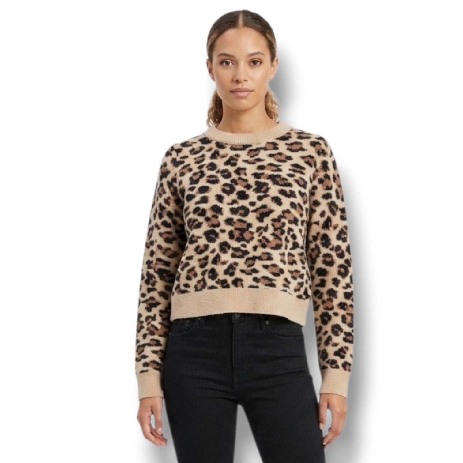 Orange Kiss Women’s Brown Animal Print Sweater Top – Size Medium