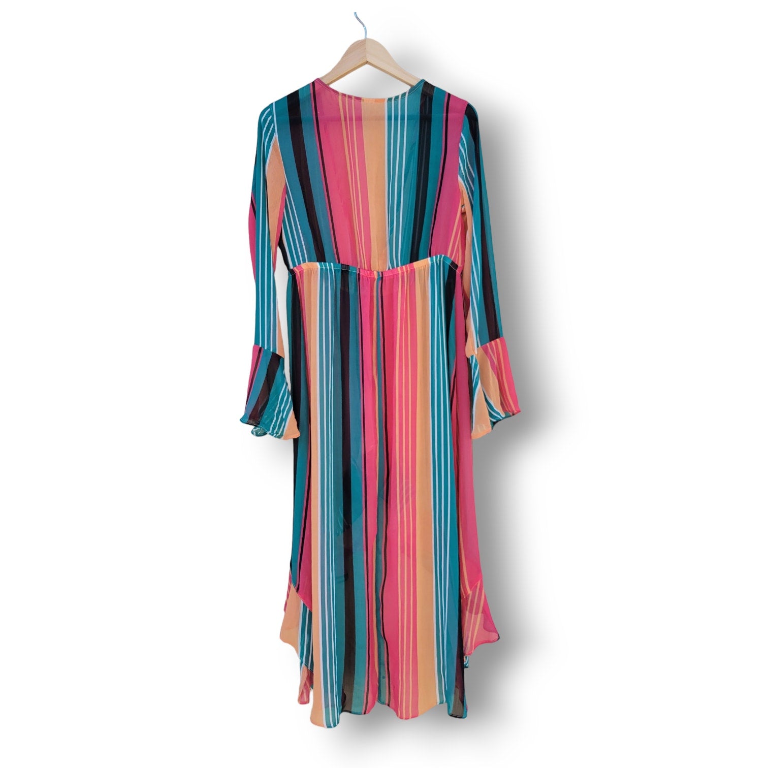 NO Boundaries Juniors Multicolor Sheer Striped Kimono Cover-Up – XS