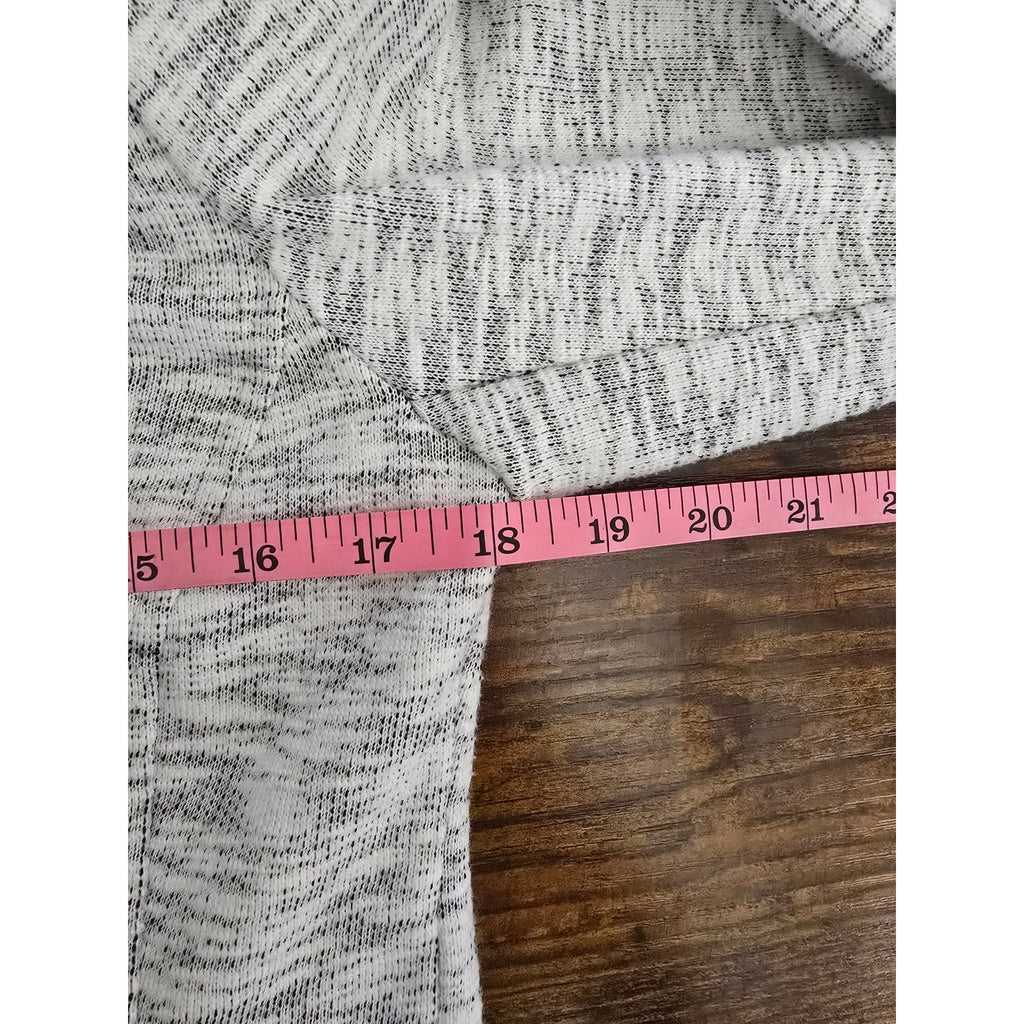 Cabi Women's Size S Light Grey Black Space Dye Asymmetric Zip Knit Jacket
