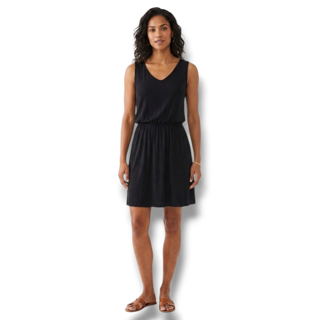 Merona Black Sleeveless V-Neck Belted Midi Dress – XS Gently Used