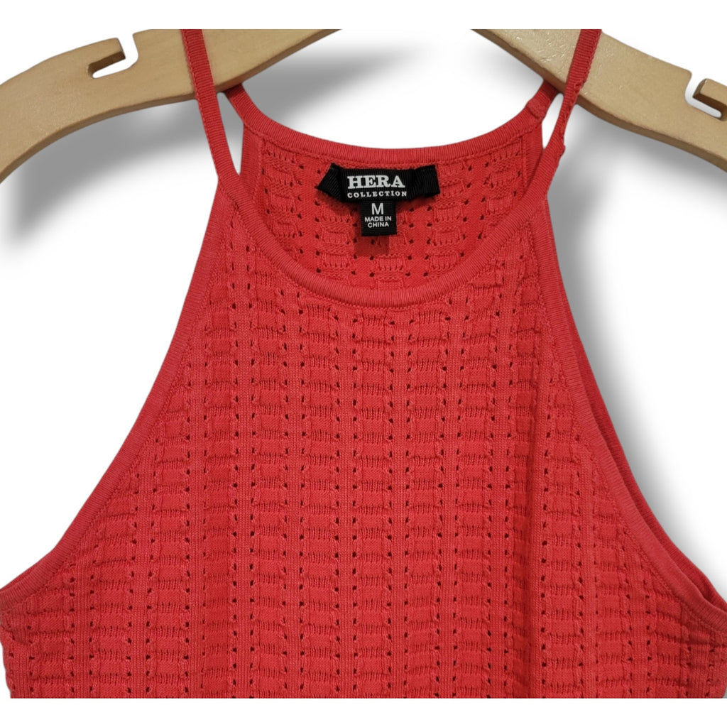 Hera Collection Women’s Orange Angelica Open-Knit Mini Dress – Size Medium
