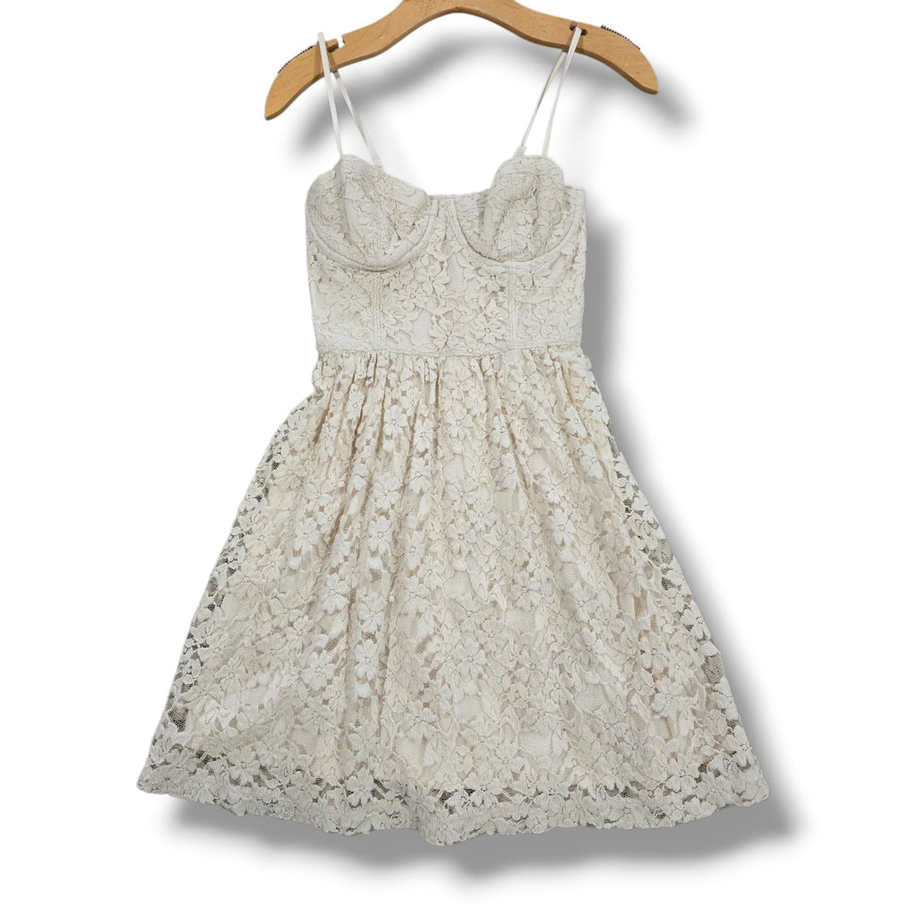 Abercrombie & Fitch Cream Floral Lace Bustier Mini Dress – Small