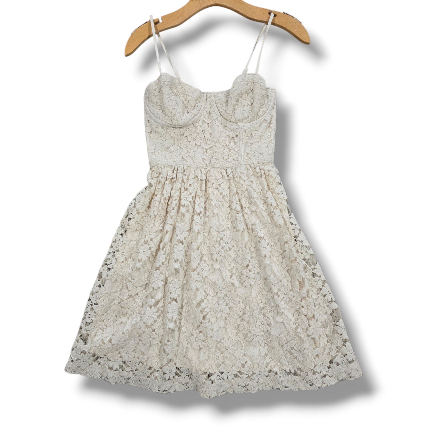 Abercrombie & Fitch Cream Floral Lace Bustier Mini Dress – Small