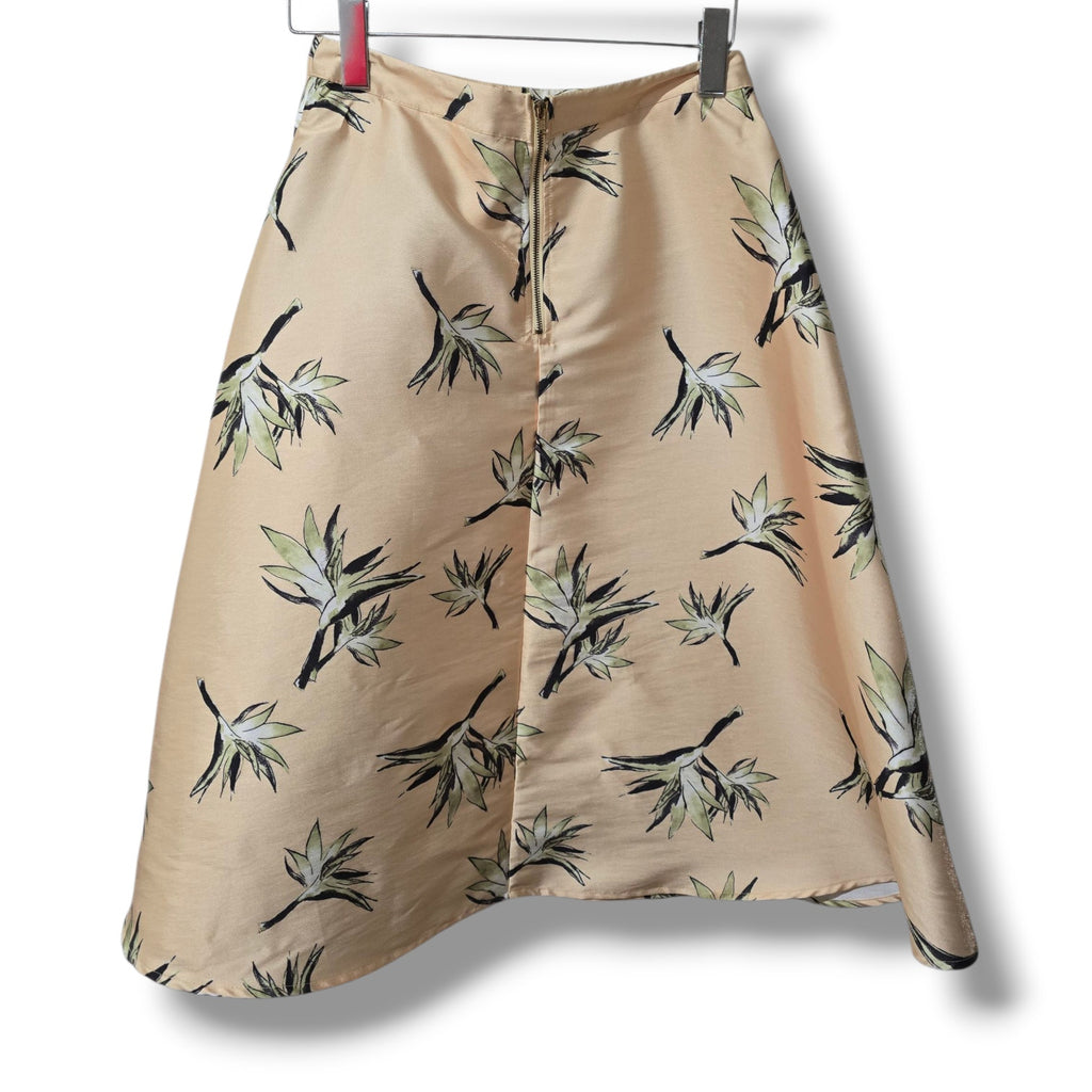 Forever 21 Contemporary Women’s yellow Tropical Floral A-Line Midi Skirt Small