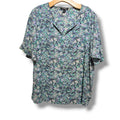 Roz & Ali Women's Size XL Blue Green Floral Flutter Sleeve Blouse Top