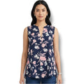 Sienna Sky Women’s Black Floral Sleeveless Blouse - Small Lightweight Top