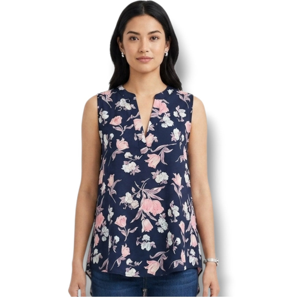 Sienna Sky Women’s Black Floral Sleeveless Blouse - Small Lightweight Top