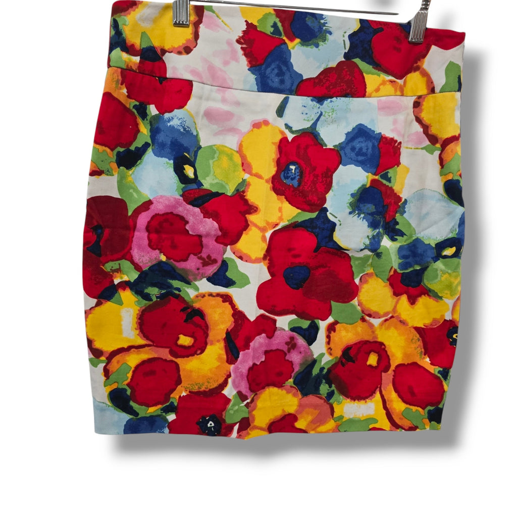 Grace Women’s Watercolor Floral Straight Zip-Up Skirt – Size 4