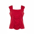 Jaclyn Smith Women’s Pink Ruched Front Sleeveless Top – Polyester Spandex Blend