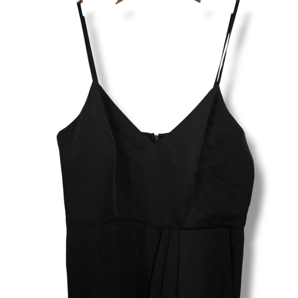 Lulus Black Tulip Hem Pleated Midi Cocktail Dress