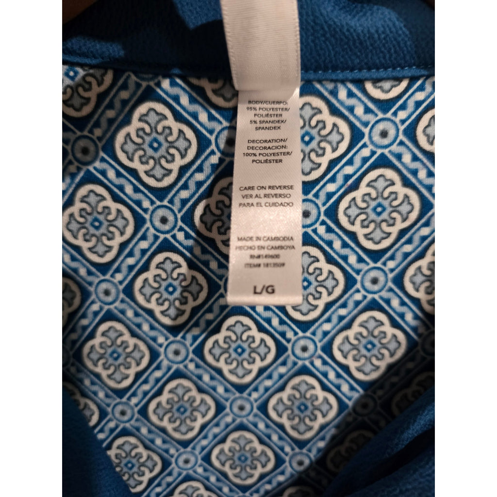Flora by Flora Nikrooz Women’s Blue Geometric Long Sleeve Pajama Top Size Large