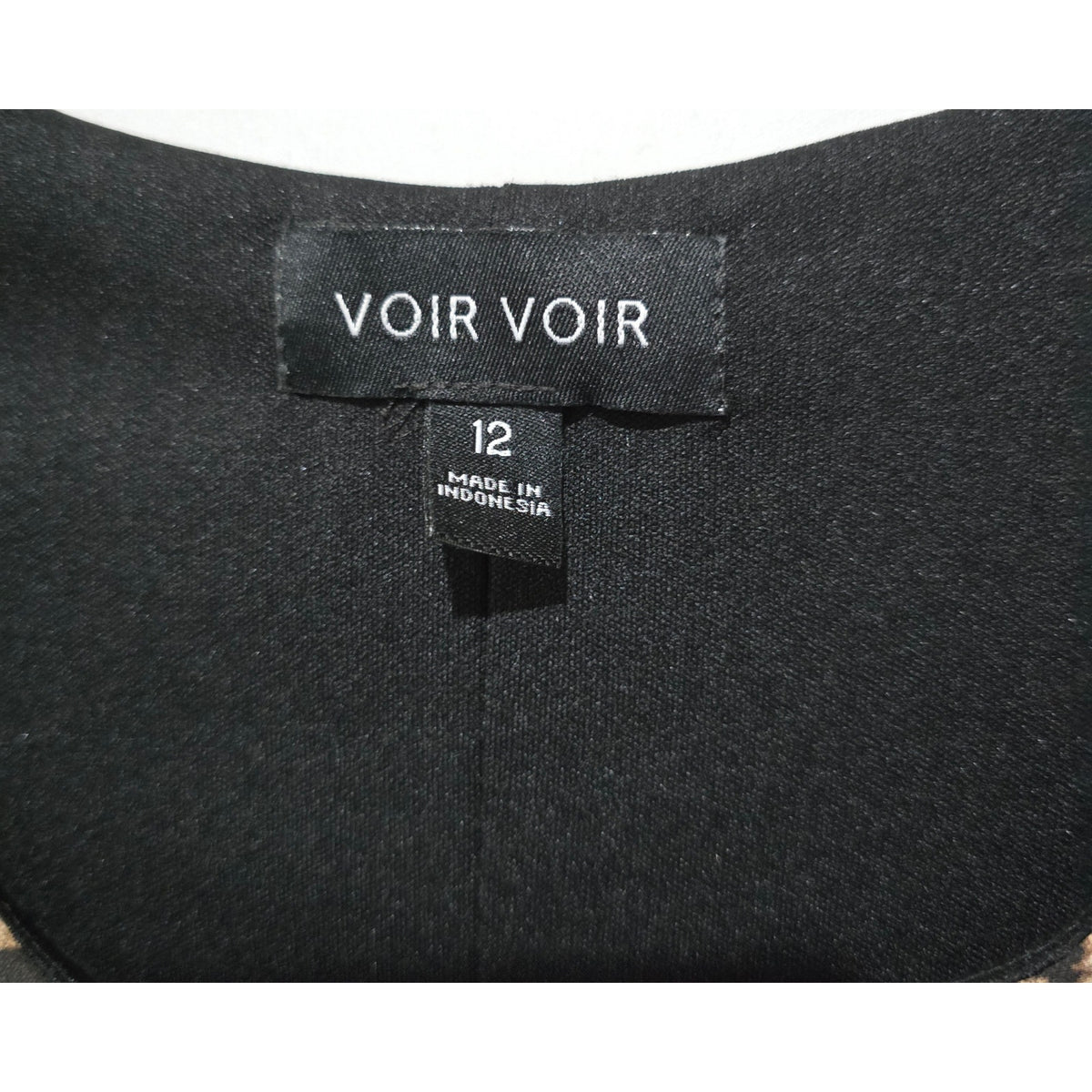 Voir Voir Women’s Animal Print Dress with Black Accent Detail – Size 12