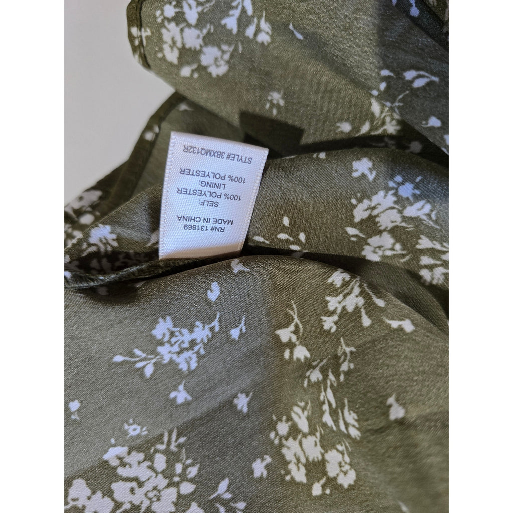Inspired Hearts Women’s Olive Green Floral Puff Sleeve Corset Mini Dress Size M
