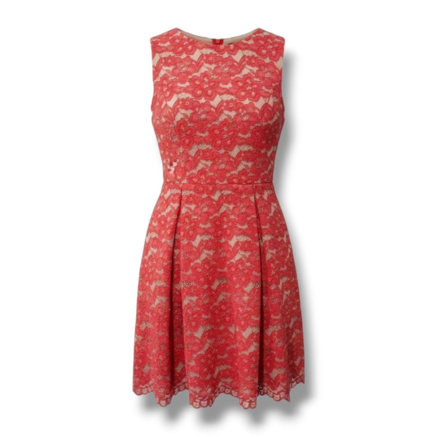 Soprano Women’s Red Orange Lace Overlay Lined Fit & Flare Dress Size Large